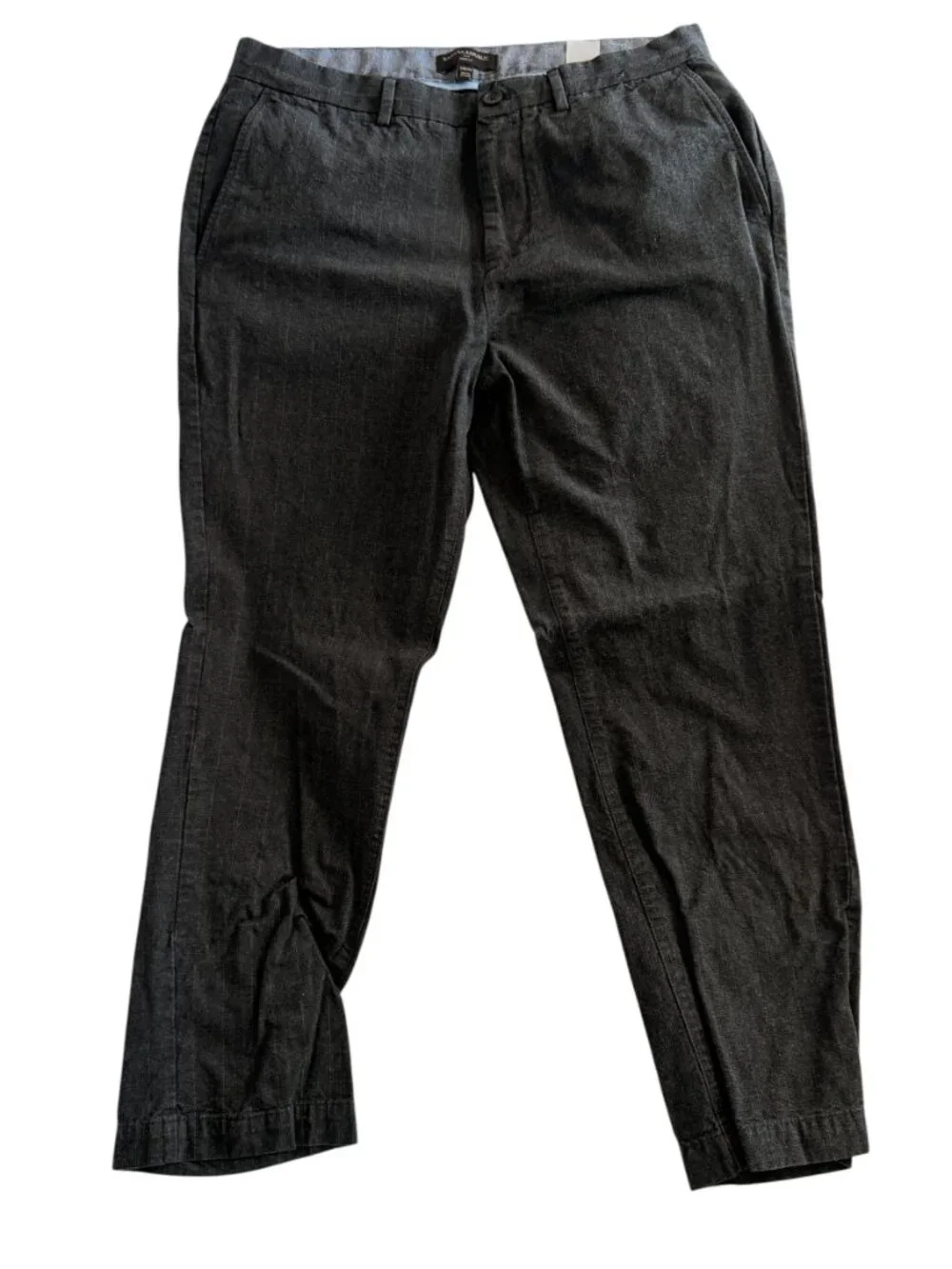Banana Republic Dark Navy Plaid Pattern Slim Fit Pants 35 x 30